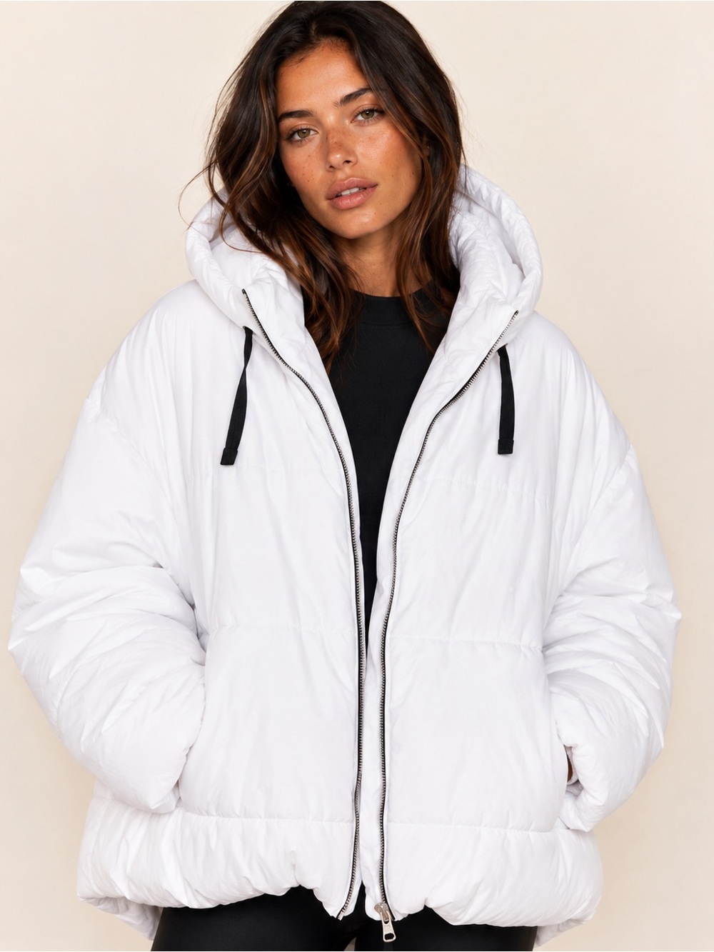 Free People Hailey Puffer Jacket Size Small White Oversized Puffer